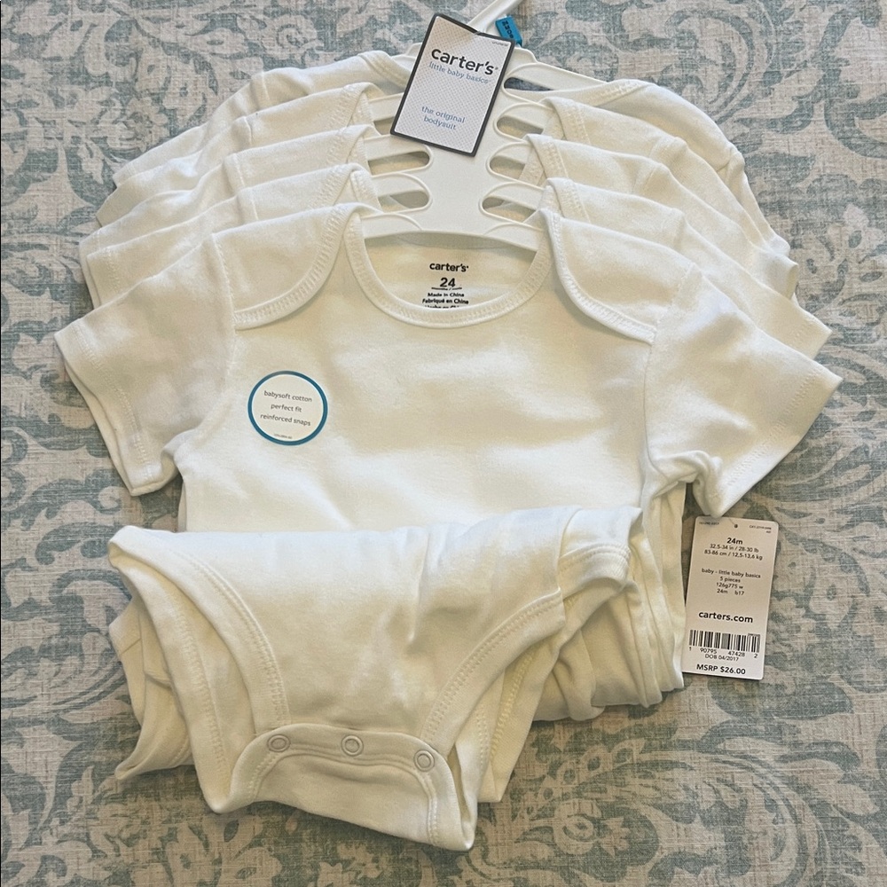 Carter's Soft White Baby Bodysuits